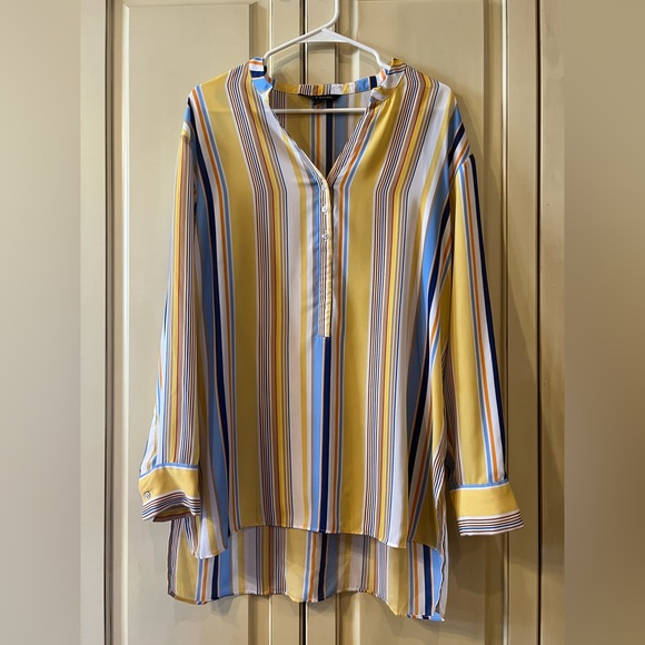 Zac & Rachel Tops - Zac & Rachel Yellow Striped Long Sleeve Shirt Size Medium Great Condition